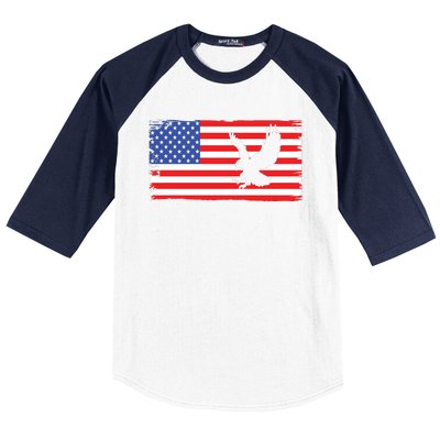 American Flag Flying Eagle Baseball Sleeve Shirt