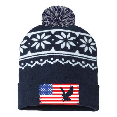 American Flag Flying Eagle USA-Made Snowflake Beanie