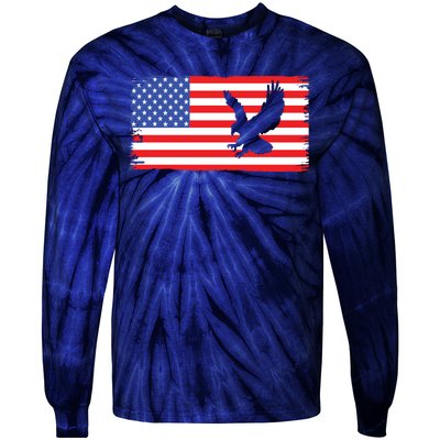 American Flag Flying Eagle Tie-Dye Long Sleeve Shirt