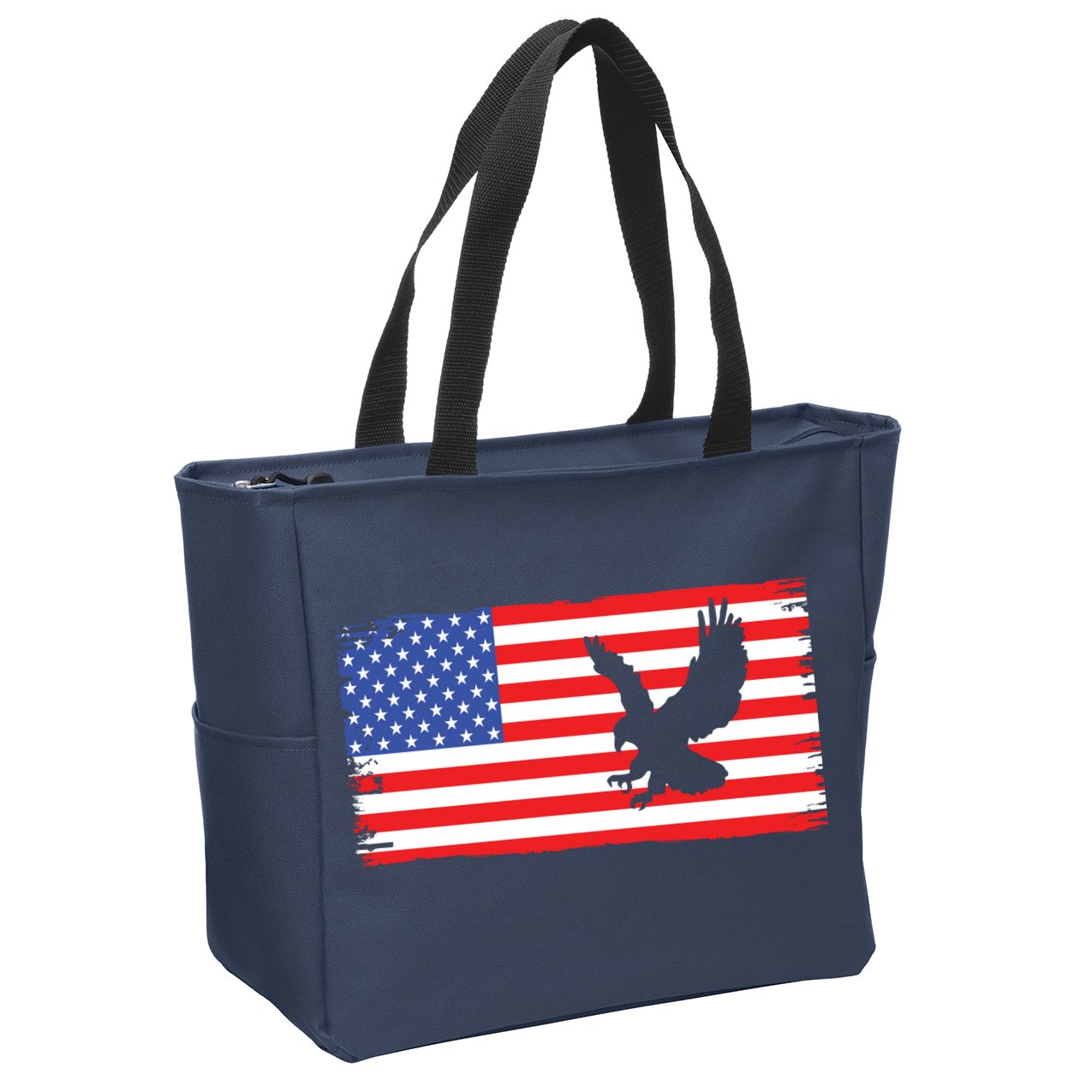 American Flag Flying Eagle Zip Tote Bag