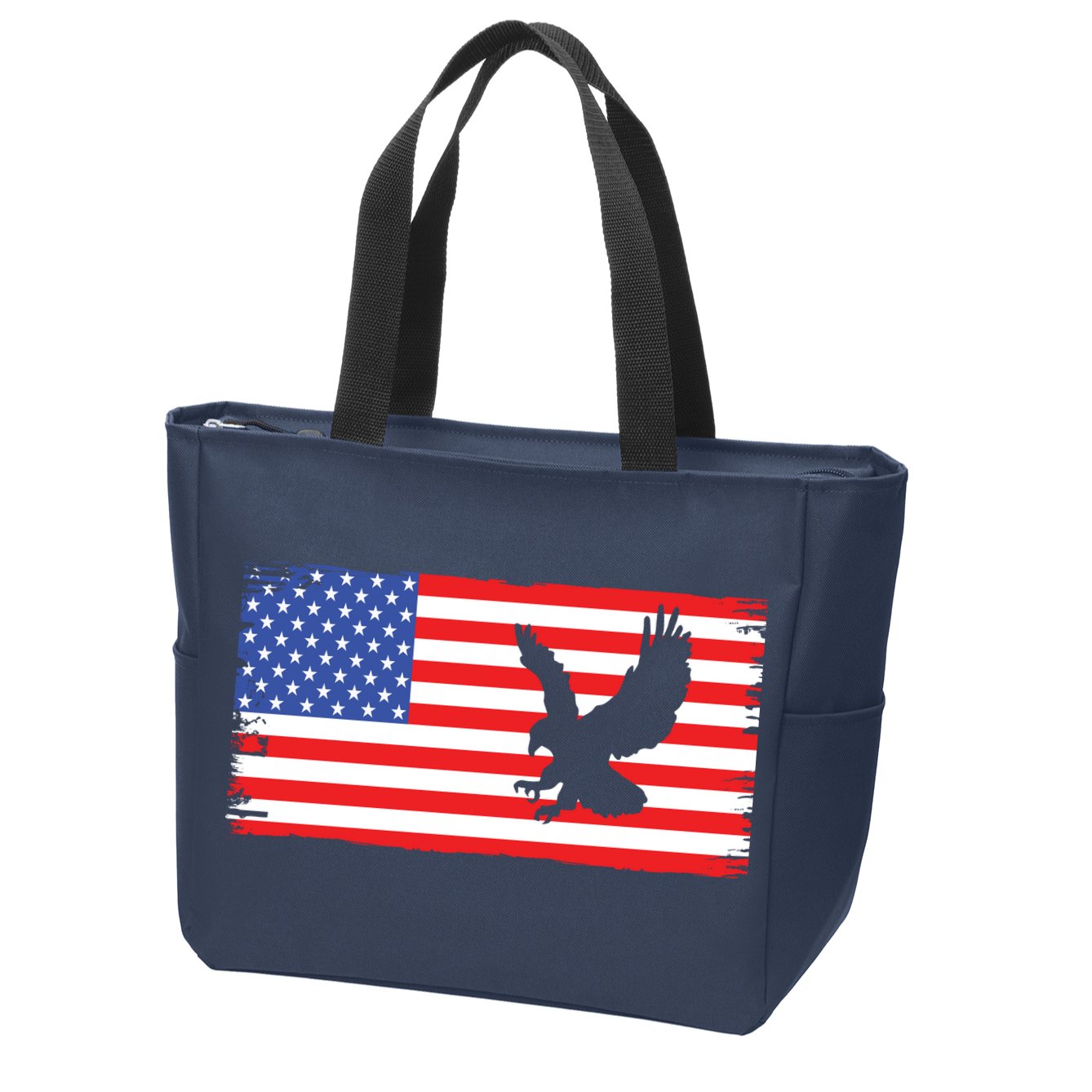 American Flag Flying Eagle Zip Tote Bag