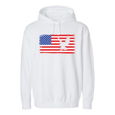 American Flag Flying Eagle Garment-Dyed Fleece Hoodie