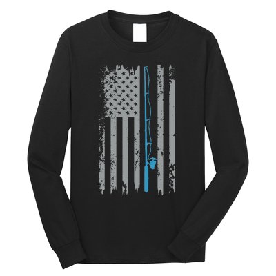 American Flag Fishing Vintage Fisherman Long Sleeve Shirt