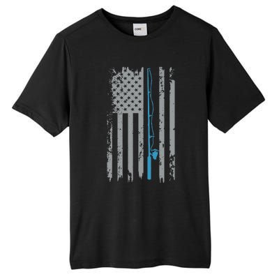 American Flag Fishing Vintage Fisherman Tall Fusion ChromaSoft Performance T-Shirt