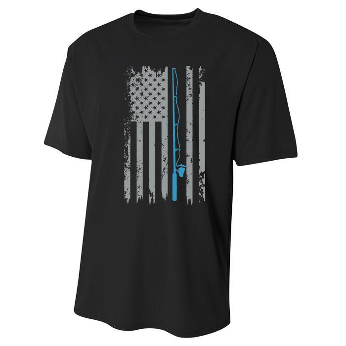 American Flag Fishing Vintage Fisherman Performance Sprint T-Shirt