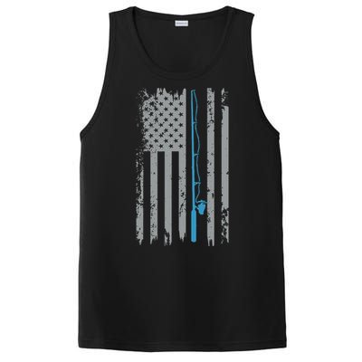 American Flag Fishing Vintage Fisherman PosiCharge Competitor Tank