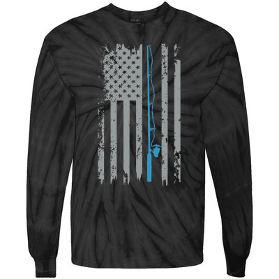 American Flag Fishing Vintage Fisherman Tie-Dye Long Sleeve Shirt