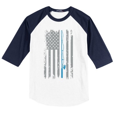 American Flag Fishing Vintage Fisherman Baseball Sleeve Shirt