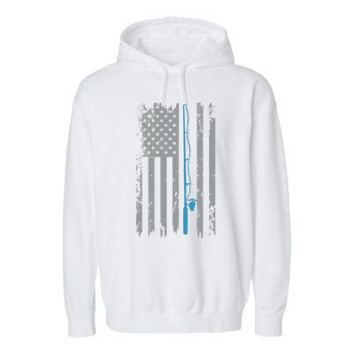 American Flag Fishing Vintage Fisherman Garment-Dyed Fleece Hoodie