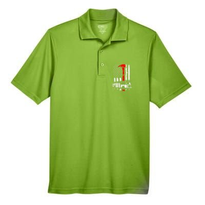 American Firefighter Fire Truck Red Axe Flag Gift Men's Origin Performance Pique Polo