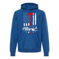 American Firefighter Fire Truck Red Axe Flag Gift Premium Hoodie