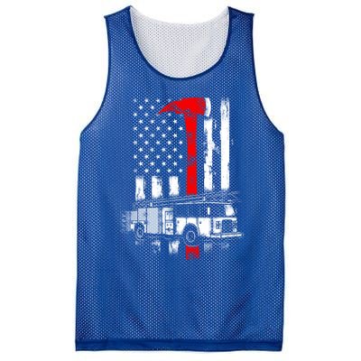 American Firefighter Fire Truck Red Axe Flag Gift Mesh Reversible Basketball Jersey Tank