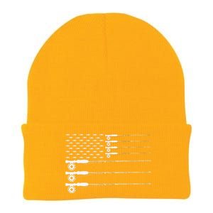 American Flag Fly Fishing Rod Trout Patriot Gift Knit Cap Winter Beanie