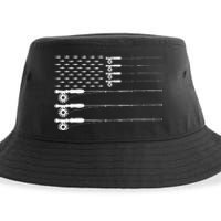 American Flag Fly Fishing Rod Trout Patriot Gift Sustainable Bucket Hat