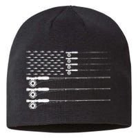 American Flag Fly Fishing Rod Trout Patriot Gift Sustainable Beanie