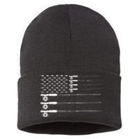 American Flag Fly Fishing Rod Trout Patriot Gift Sustainable Knit Beanie