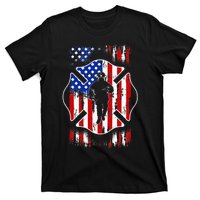 American Flag Firefighter USA United States Badge T-Shirt