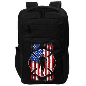 American Flag Firefighter USA United States Badge Impact Tech Backpack