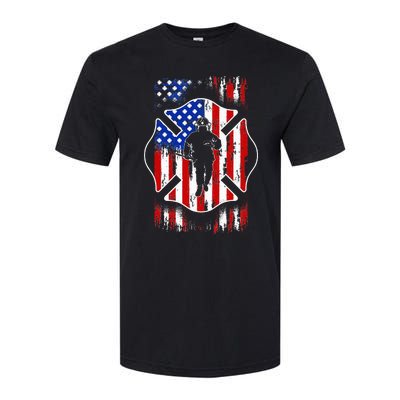 American Flag Firefighter USA United States Badge Softstyle® CVC T-Shirt