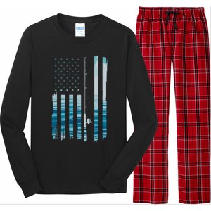 American Flag Fish Fisher Fisherman Funny Bass Fishing Usa Long Sleeve Pajama Set