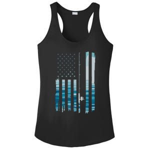 American Flag Fish Fisher Fisherman Funny Bass Fishing Usa Ladies PosiCharge Competitor Racerback Tank