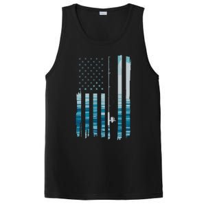 American Flag Fish Fisher Fisherman Funny Bass Fishing Usa PosiCharge Competitor Tank