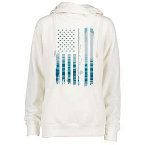 American Flag Fish Fisher Fisherman Funny Bass Fishing Usa Womens Funnel Neck Pullover Hood