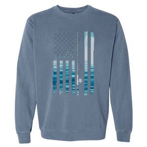 American Flag Fish Fisher Fisherman Funny Bass Fishing Usa Garment-Dyed Sweatshirt