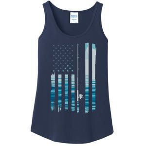 American Flag Fish Fisher Fisherman Funny Bass Fishing Usa Ladies Essential Tank