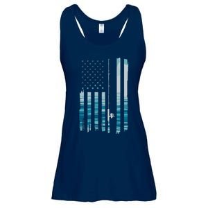 American Flag Fish Fisher Fisherman Funny Bass Fishing Usa Ladies Essential Flowy Tank