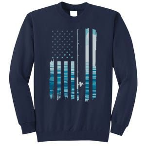 American Flag Fish Fisher Fisherman Funny Bass Fishing Usa Tall Sweatshirt