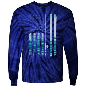 American Flag Fish Fisher Fisherman Funny Bass Fishing Usa Tie-Dye Long Sleeve Shirt