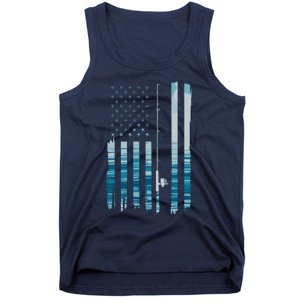 American Flag Fish Fisher Fisherman Funny Bass Fishing Usa Tank Top