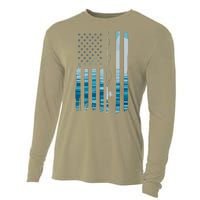 American Flag Fish Fisher Fisherman Funny Bass Fishing Usa Cooling Performance Long Sleeve Crew