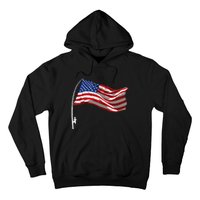 American Flag Fishing Rod 4th Of July Patriotic Fisherman Hoodie