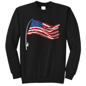 American Flag Fishing Rod 4th Of July Patriotic Fisherman Sweatshirt