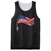 American Flag Fishing Rod 4th Of July Patriotic Fisherman Mesh Reversible Basketball Jersey Tank