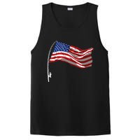 American Flag Fishing Rod 4th Of July Patriotic Fisherman PosiCharge Competitor Tank