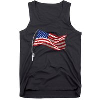 American Flag Fishing Rod 4th Of July Patriotic Fisherman Tank Top