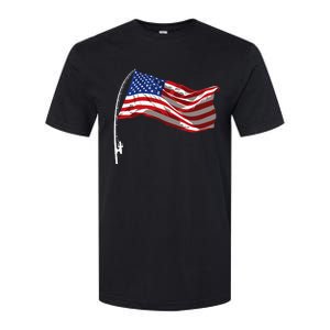 American Flag Fishing Rod 4th Of July Patriotic Fisherman Softstyle CVC T-Shirt