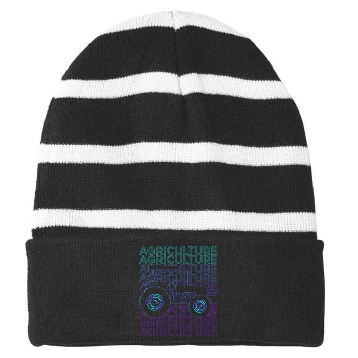 Agriculture Farming Farmer Striped Beanie with Solid Band