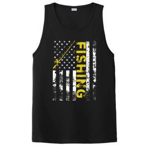 American Flag Fishing Rod Usa Patriotic Gift PosiCharge Competitor Tank