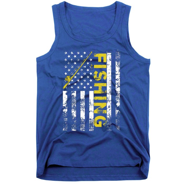 American Flag Fishing Rod Usa Patriotic Gift Tank Top