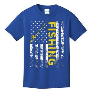 American Flag Fishing Rod Usa Patriotic Gift Kids T-Shirt