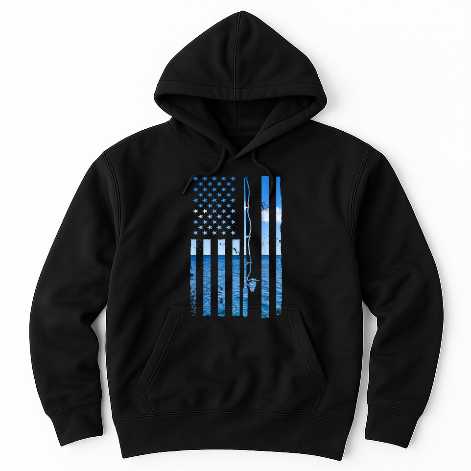 American Flag Fish Fisher Fisherman Funny Bass Fishing Usa Hoodie