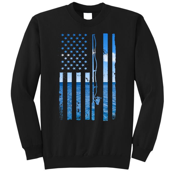 American Flag Fish Fisher Fisherman Funny Bass Fishing Sweatshirt