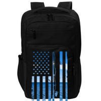 American Flag Fish Fisher Fisherman Funny Bass Fishing Impact Tech Backpack