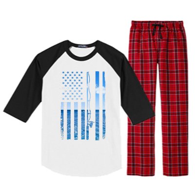 American Flag Fish Fisher Fisherman Funny Bass Fishing Raglan Sleeve Pajama Set