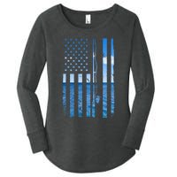 American Flag Fish Fisher Fisherman Funny Bass Fishing Women's Perfect Tri Tunic Long Sleeve Shirt