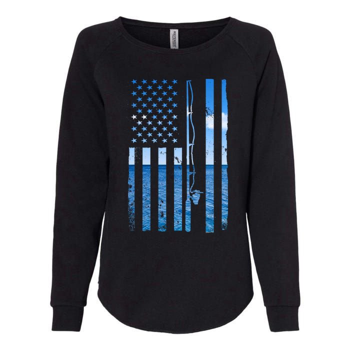 American Flag Fish Fisher Fisherman Funny Bass Fishing Womens California Wash Sweatshirt